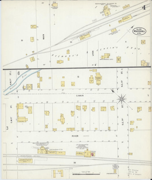 Sanborn Fire Insurance Map from Marshall, Lyon County, Minnesota (1902), Sheet #0004 - Historic Sanborn Fire Insurance Map Print, vintage old map wall art, antique decor, genealogy gift, Minnesota Minnesota map
