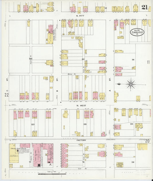 Sanborn Fire Insurance Map from Carlisle, Cumberland County, Pennsylvania (1909), Sheet #0021 - Historic Sanborn Fire Insurance Map Print, vintage old map wall art, antique decor, genealogy gift, Pennsylvania Pennsylvania map