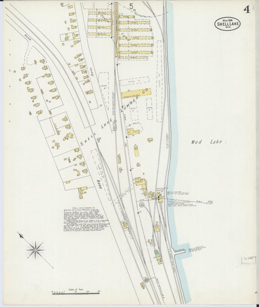 Sanborn Fire Insurance Map from Shell Lake, Washburn County, Wisconsin (1898), Sheet #0004 - Historic Sanborn Fire Insurance Map Print, vintage old map wall art, antique decor, genealogy gift, Wisconsin Wisconsin map