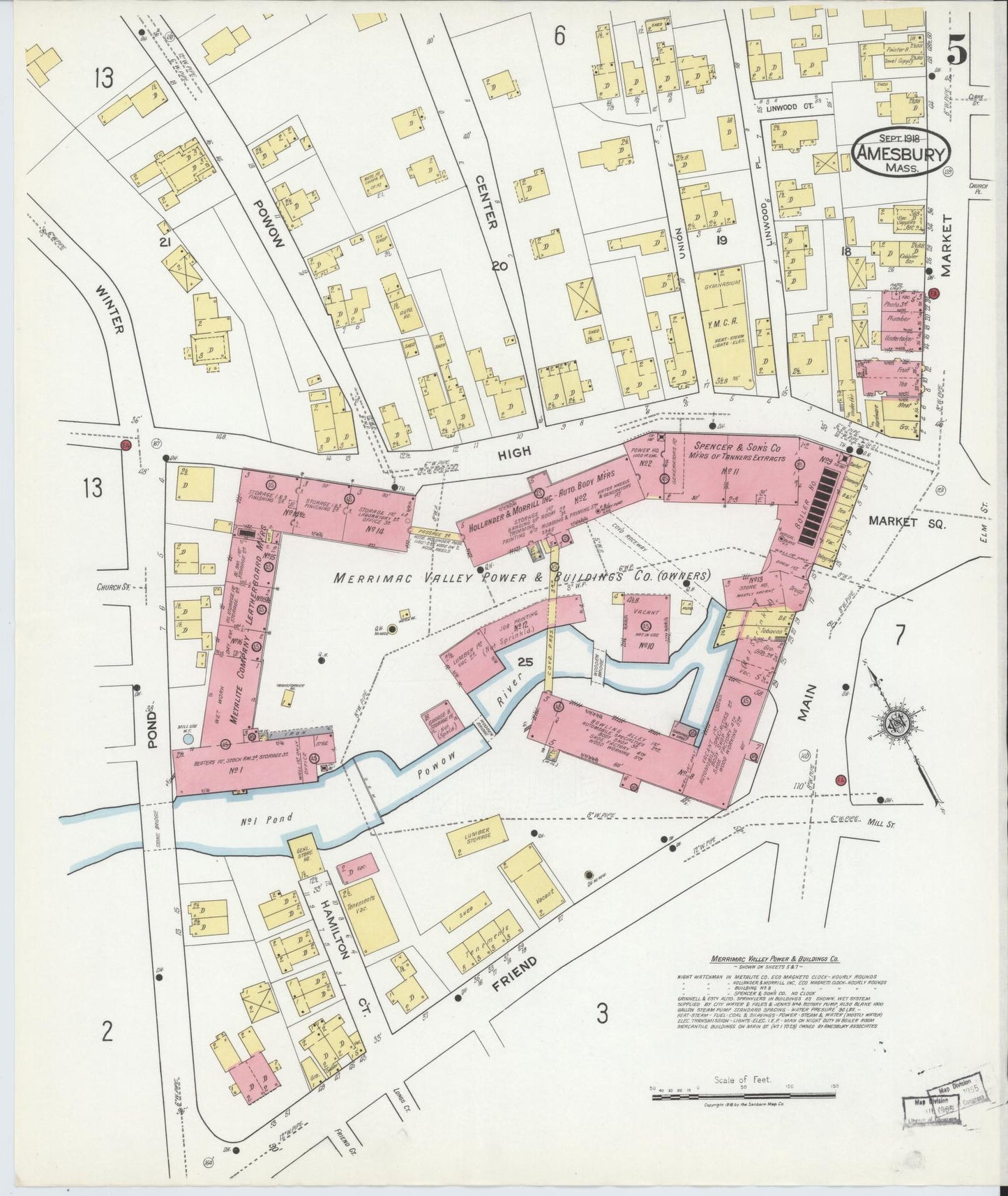 Sanborn Fire Insurance Map from Amesbury, Essex County, Massachusetts (1918), Sheet #0005 - Complete Map Set gallery image, historic Sanborn map, vintage wall art, Massachusetts Massachusetts
