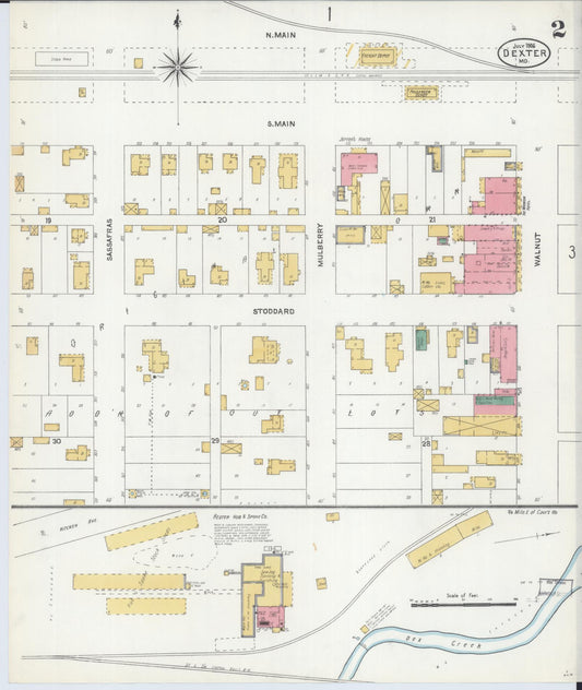 Sanborn Fire Insurance Map from Dexter, Stoddard County, Missouri (1906), Sheet #0002 - Historic Sanborn Fire Insurance Map Print, vintage old map wall art, antique decor, genealogy gift, Missouri Missouri map