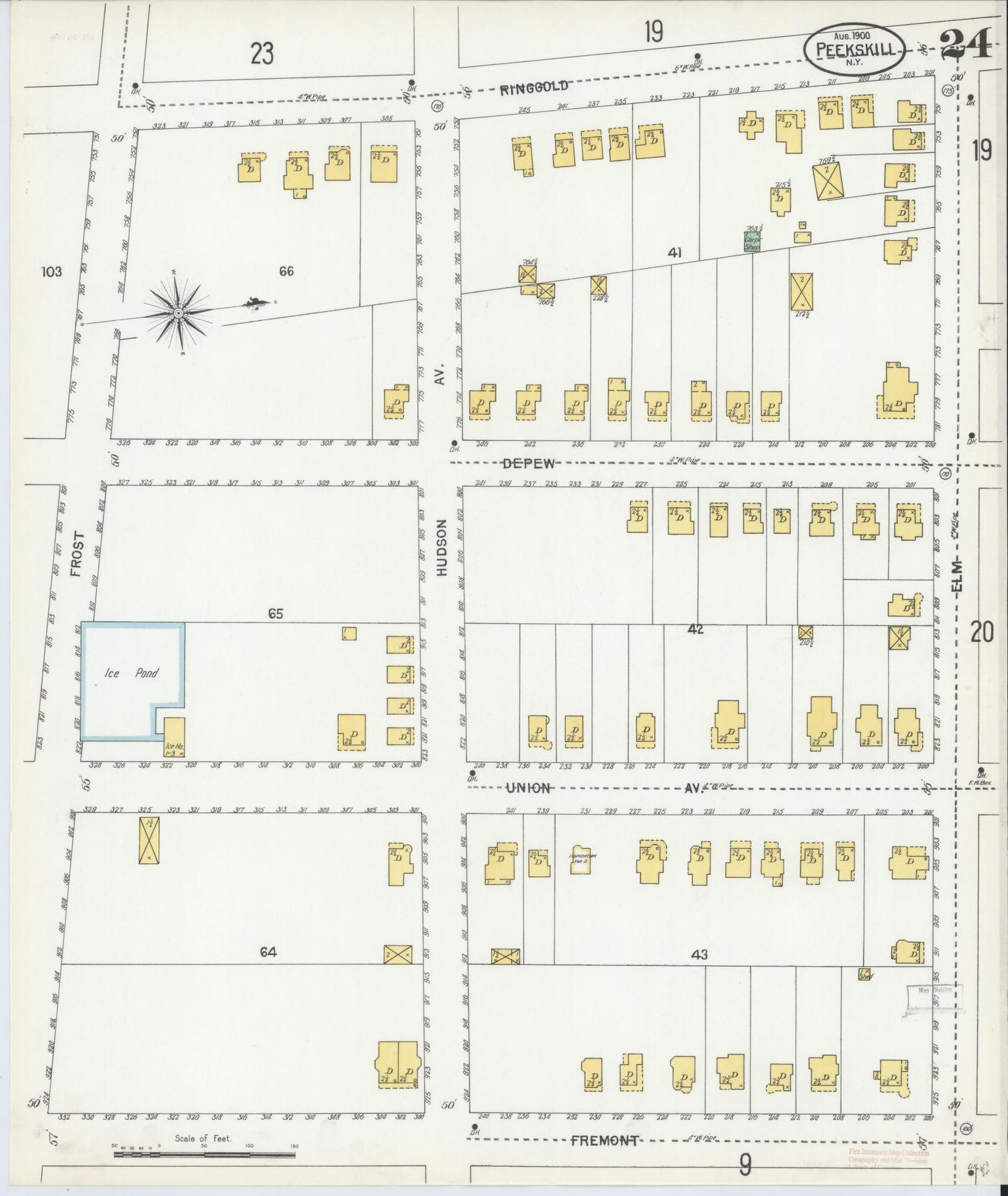 Sanborn Fire Insurance Map from Peekskill, Westchester County, New York (1900), Sheet #0024 - Complete Map Set gallery image, historic Sanborn map, vintage wall art, New York New York