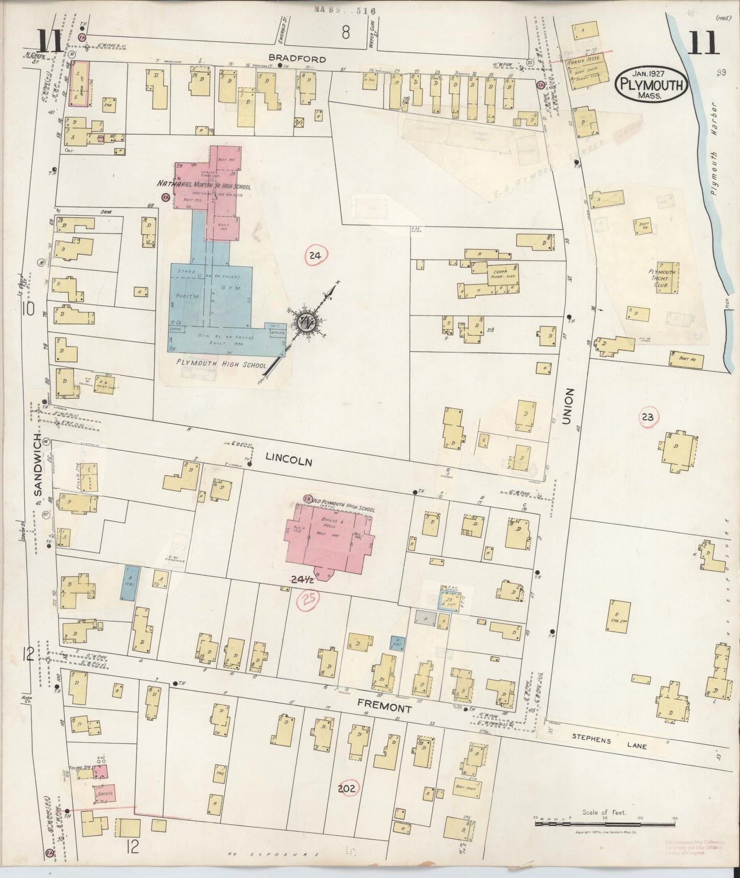 Sanborn Fire Insurance Map from Plymouth, Plymouth County, Massachusetts (1948), Sheet #0011 - Complete Map Set gallery image, historic Sanborn map, vintage wall art, Massachusetts Massachusetts