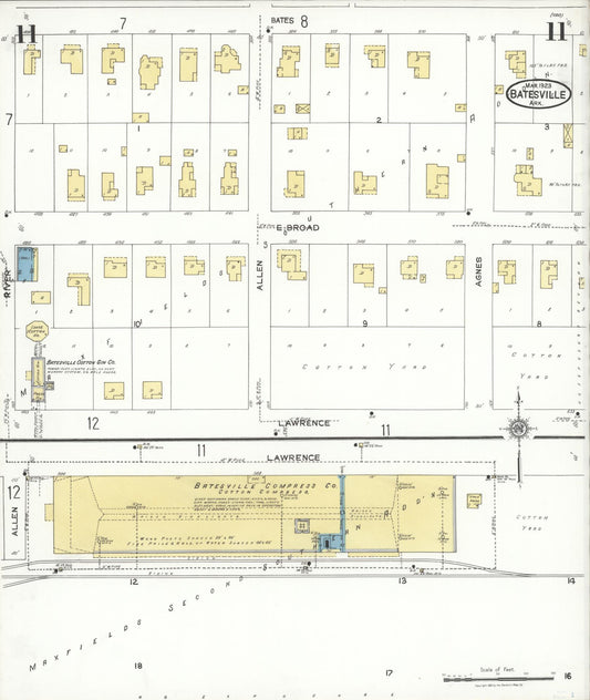 Sanborn Fire Insurance Map from Batesville, Independence County, Arkansas (1923), Sheet #0011 - Historic Sanborn Fire Insurance Map Print, vintage old map wall art, antique decor, genealogy gift, Arkansas Arkansas map