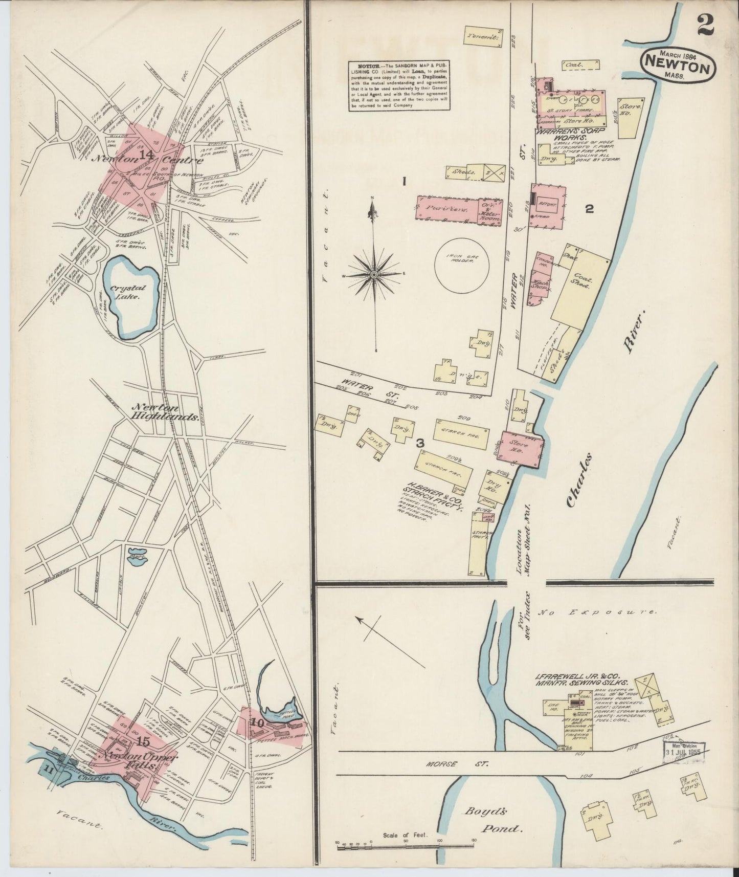 Sanborn Fire Insurance Map from Newton, Middlesex County, Massachusetts (1884), Sheet #0002 - Complete Map Set gallery image, historic Sanborn map, vintage wall art, Massachusetts Massachusetts