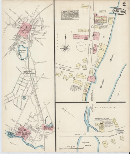Sanborn Fire Insurance Map from Newton, Middlesex County, Massachusetts (1884), Sheet #0002 - Complete Map Set gallery image, historic Sanborn map, vintage wall art, Massachusetts Massachusetts
