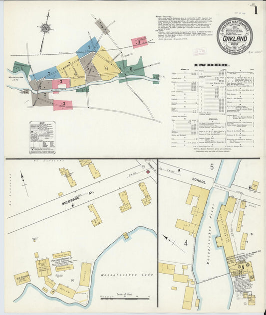 Sanborn Fire Insurance Map from Oakland, Kennebec County, Maine (1911), Sheet #0001 - Complete Map Set gallery image, historic Sanborn map, vintage wall art, Maine Maine