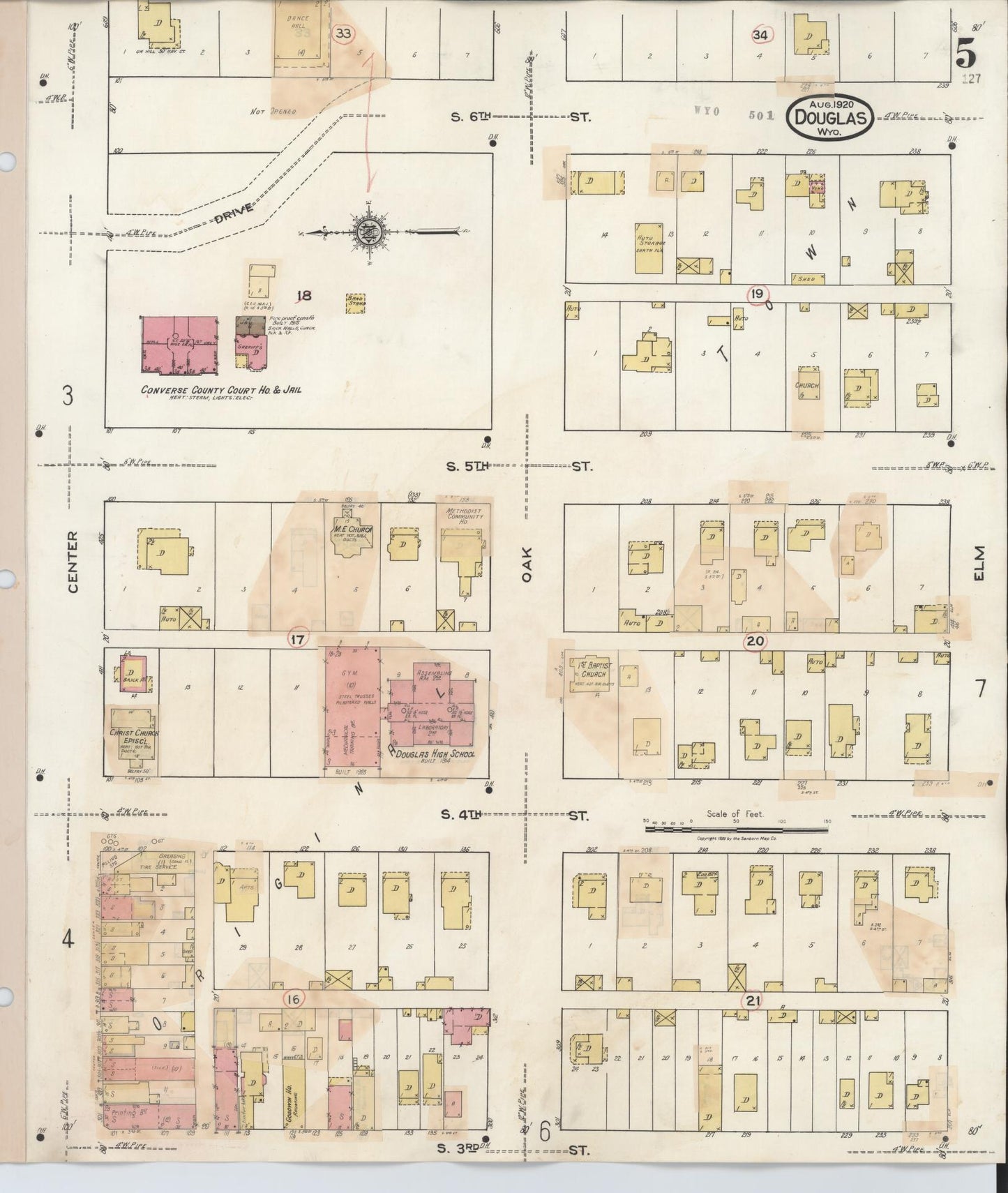 Sanborn Fire Insurance Map from Douglas, Converse County, Wyoming (1944), Sheet #0005 - Complete Map Set gallery image, historic Sanborn map, vintage wall art, Wyoming Wyoming