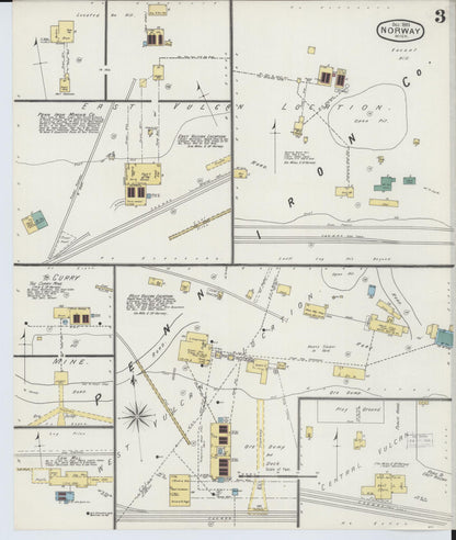 Sanborn Fire Insurance Map from Norway, Dickinson County, Michigan (1893), Sheet #0003 - Complete Map Set gallery image, historic Sanborn map, vintage wall art, Michigan Michigan