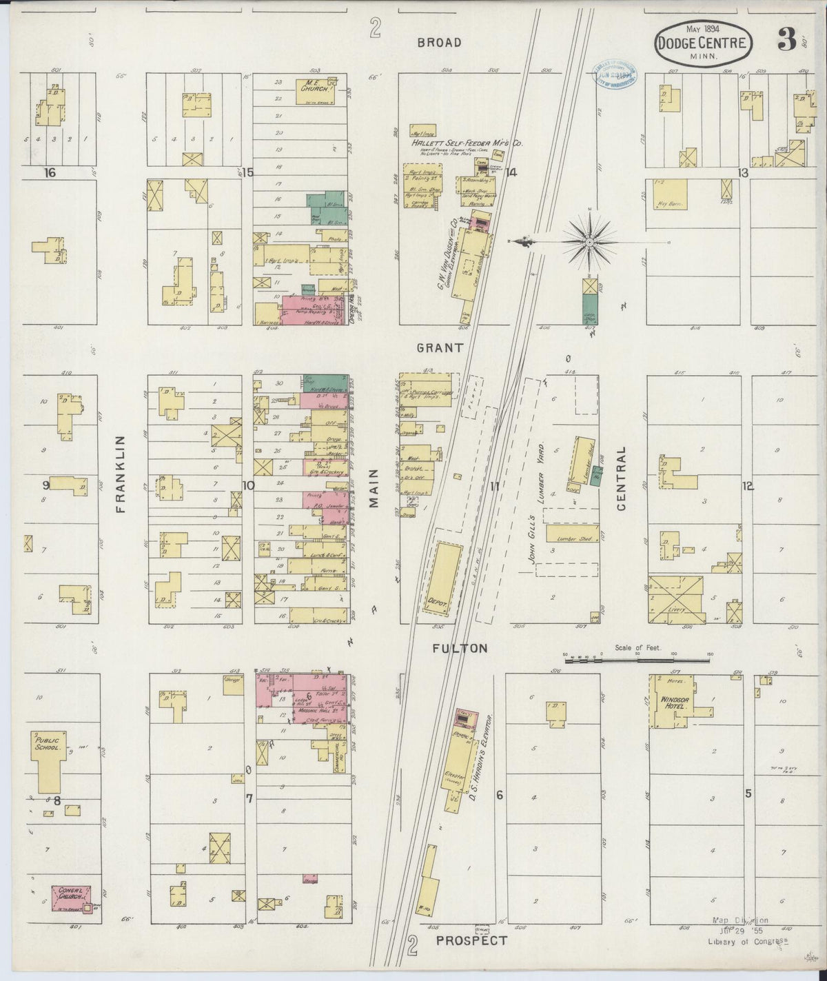 Sanborn Fire Insurance Map from Dodge Center, Dodge County, Minnesota (1894), Sheet #0003 - Complete Map Set gallery image, historic Sanborn map, vintage wall art, Minnesota Minnesota