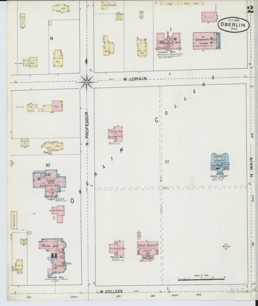 Sanborn Fire Insurance Map from Oberlin, Lorain County, Ohio (1888), Sheet #0002 - Historic Sanborn Fire Insurance Map Print, vintage old map wall art, antique decor, genealogy gift, Ohio Ohio map