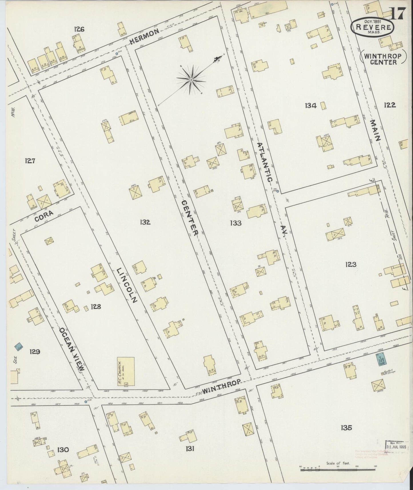 Sanborn Fire Insurance Map from Revere, Suffolk County, Massachusetts (1891), Sheet #0017 - Complete Map Set gallery image, historic Sanborn map, vintage wall art, Massachusetts Massachusetts