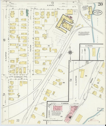 Sanborn Fire Insurance Map from Olean, Cattaraugus County, New York (1909), Sheet #0020 - Complete Map Set gallery image, historic Sanborn map, vintage wall art, New York New York