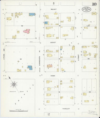Sanborn Fire Insurance Map from Saint Peter, Nicollet County, Minnesota (1908), Sheet #0010 - Complete Map Set gallery image, historic Sanborn map, vintage wall art, Minnesota Minnesota