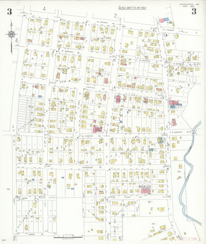 Sanborn Fire Insurance Map from Chesterton, Porter County, Indiana (1935), Sheet #0003 - Historic Sanborn Fire Insurance Map Print, vintage old map wall art, antique decor, genealogy gift, Indiana Indiana map