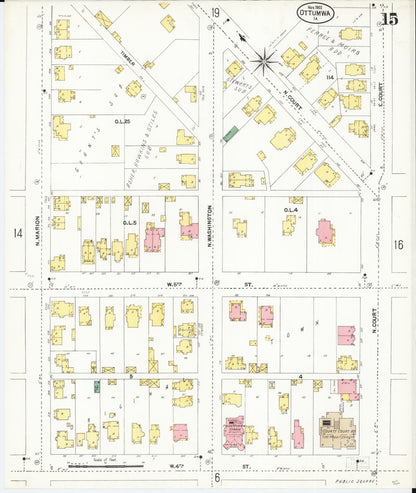 Sanborn Fire Insurance Map from Ottumwa, Wapello County, Iowa (1902), Sheet #0015 - Historic Sanborn Fire Insurance Map Print, vintage old map wall art