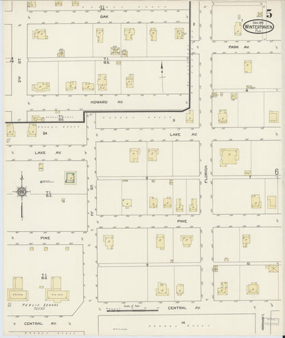 Sanborn Fire Insurance Map from Winter Haven, Polk County, Florida (1914), Sheet #0005 - Complete Map Set gallery image, historic Sanborn map, vintage wall art, Florida Florida
