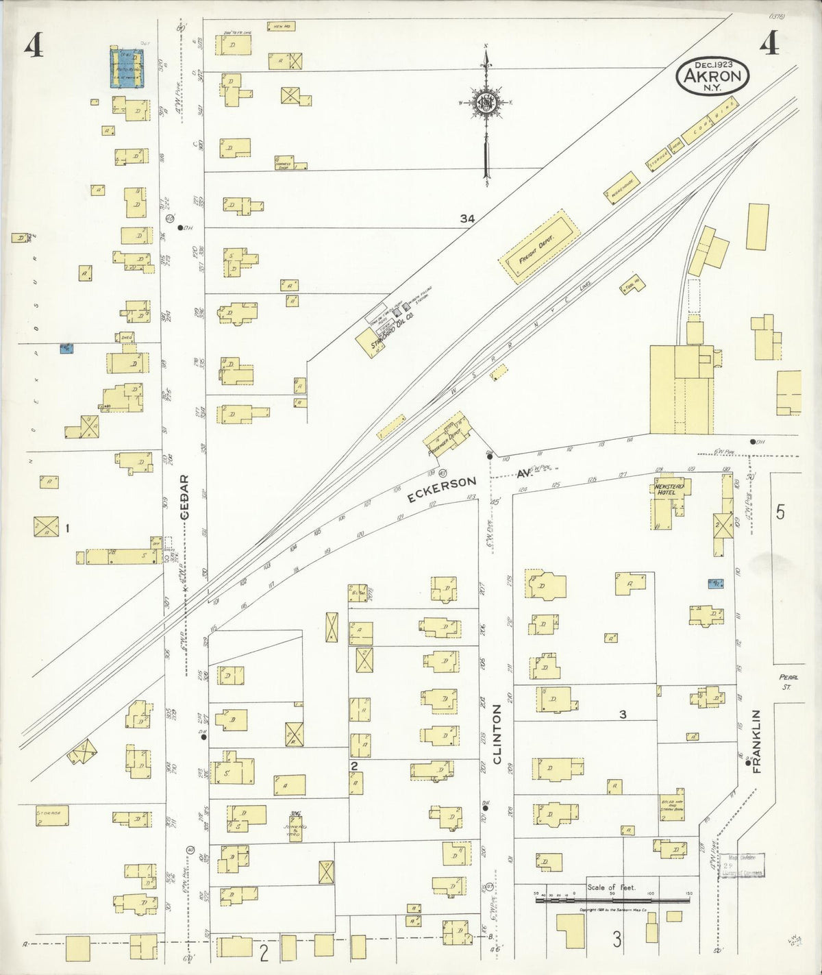 Sanborn Fire Insurance Map from Akron, Erie County, New York (1923), Sheet #0004 - Complete Map Set gallery image, historic Sanborn map, vintage wall art, New York New York