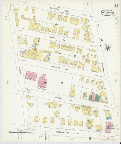 Sanborn Fire Insurance Map from Port Chester, Westchester County, New York (1908), Sheet #0011 - Complete Map Set gallery image, historic Sanborn map, vintage wall art, New York New York
