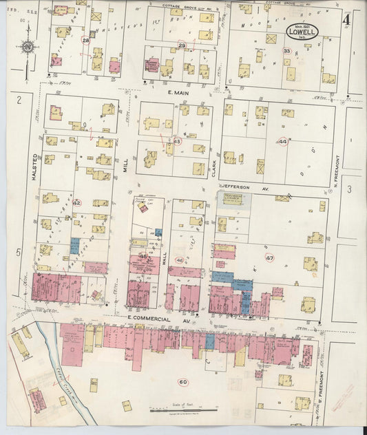 Sanborn Fire Insurance Map from Lowell, Lake County, Indiana (1942), Sheet #0004 - Historic Sanborn Fire Insurance Map Print, vintage old map wall art, antique decor, genealogy gift, Indiana Indiana map
