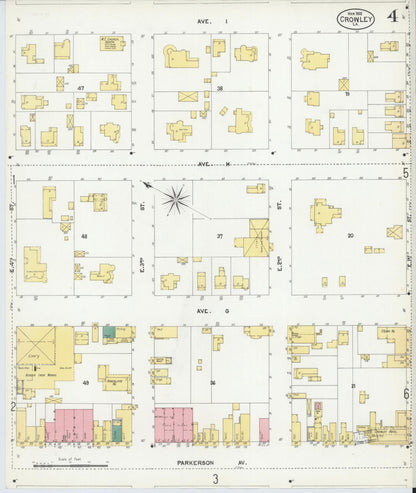 Sanborn Fire Insurance Map from Crowley, Acadia Parish, Louisiana (1902), Sheet #0004 - Complete Map Set gallery image, historic Sanborn map, vintage wall art, Louisiana Louisiana