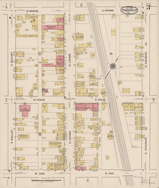 Sanborn Fire Insurance Map from Frackville, Schuylkill County, Pennsylvania (1921), Sheet #0003 - Historic Sanborn Fire Insurance Map Print, vintage old map wall art, antique decor, genealogy gift, Pennsylvania Pennsylvania map
