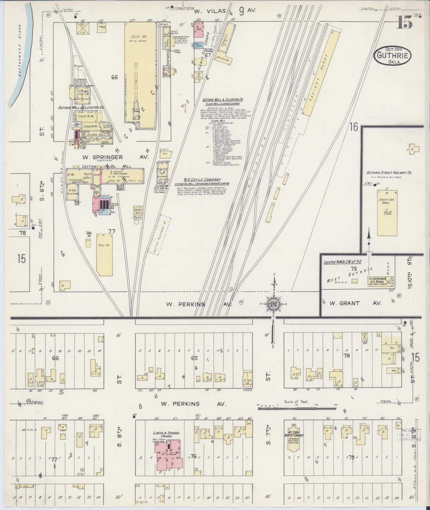 Sanborn Fire Insurance Map from Guthrie, Logan County, Oklahoma (1914), Sheet #0015 - Complete Map Set gallery image, historic Sanborn map, vintage wall art, Oklahoma Oklahoma