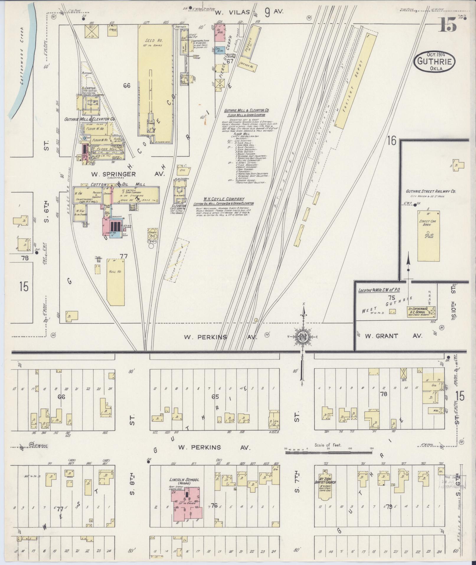 Sanborn Fire Insurance Map from Guthrie, Logan County, Oklahoma (1914), Sheet #0015 - Complete Map Set gallery image, historic Sanborn map, vintage wall art, Oklahoma Oklahoma