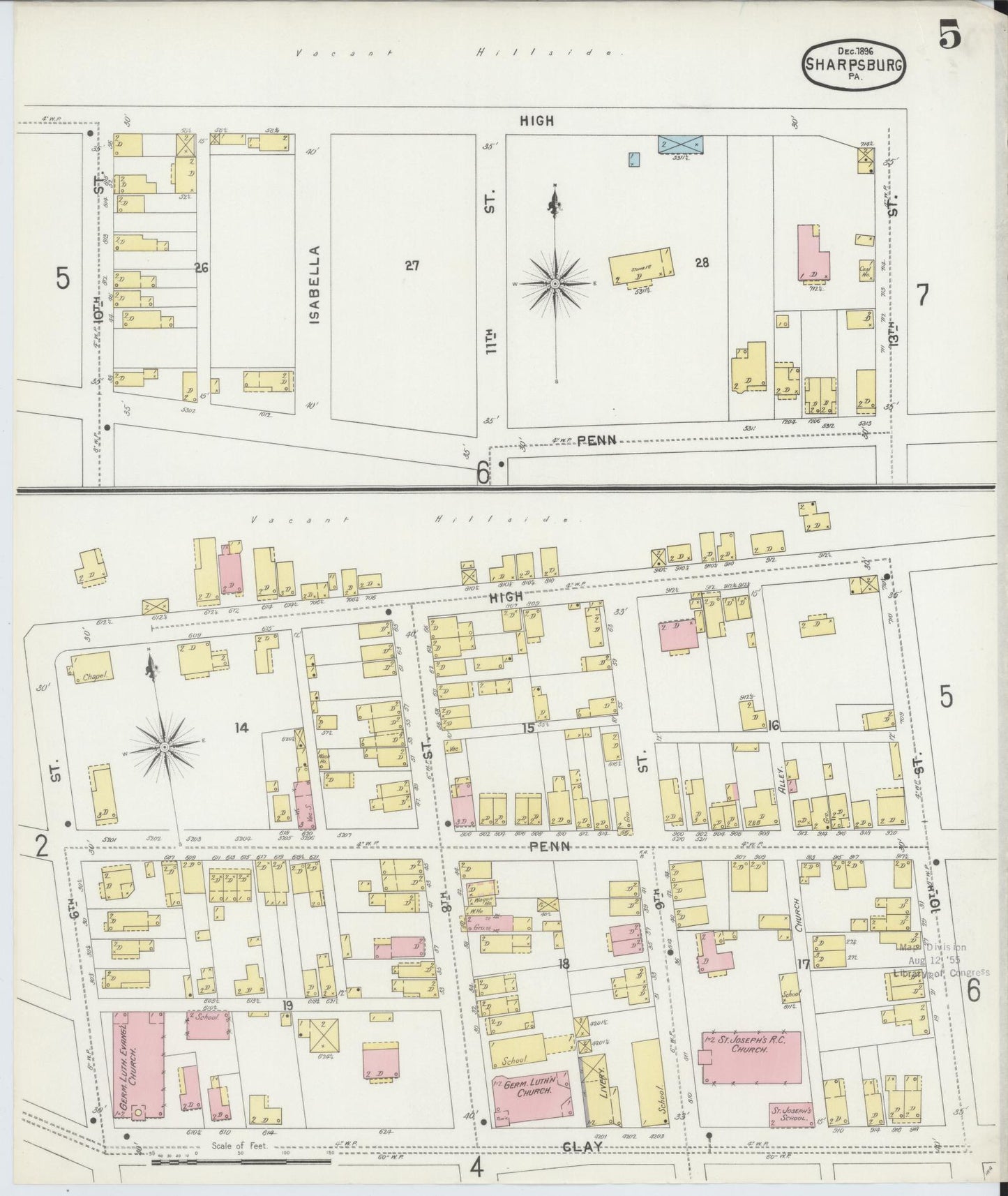Sanborn Fire Insurance Map from Sharpsburg, Allegheny County, Pennsylvania (1896), Sheet #0005 - Complete Map Set gallery image, historic Sanborn map, vintage wall art, Pennsylvania Pennsylvania