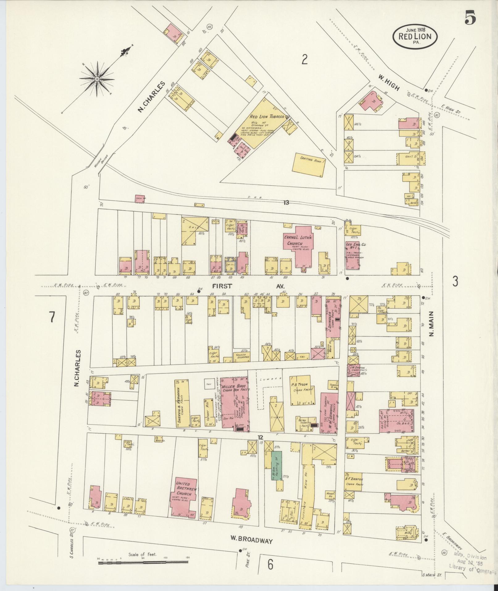 Sanborn Fire Insurance Map from Red Lion, York County, Pennsylvania (1908), Sheet #0005 - Complete Map Set gallery image, historic Sanborn map, vintage wall art, Pennsylvania Pennsylvania