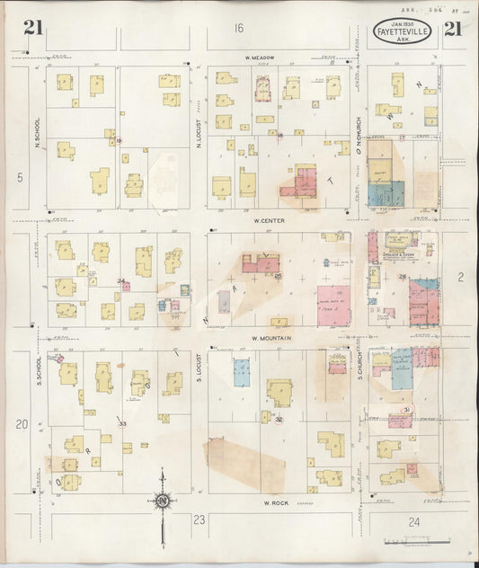 Sanborn Fire Insurance Map from Fayetteville, Washington County, Arkansas (1948), Sheet #0021 - Historic Sanborn Fire Insurance Map Print, vintage old map wall art, antique decor, genealogy gift, Arkansas Arkansas map
