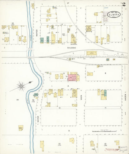 Sanborn Fire Insurance Map from Elmira, Solano County, California (1900), Sheet #0002 - Complete Map Set gallery image, historic Sanborn map, vintage wall art, California California
