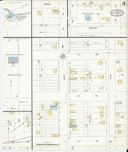 Sanborn Fire Insurance Map from Eureka, Greenwood County, Kansas (1897), Sheet #0004 - Historic Sanborn Fire Insurance Map Print, vintage old map wall art, antique decor, genealogy gift, Kansas Kansas map