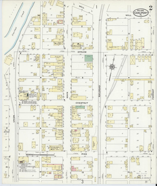 Sanborn Fire Insurance Map from Coalport, Clearfield County, Pennsylvania (1910), Sheet #0002 - Historic Sanborn Fire Insurance Map Print, vintage old map wall art, antique decor, genealogy gift, Pennsylvania Pennsylvania map