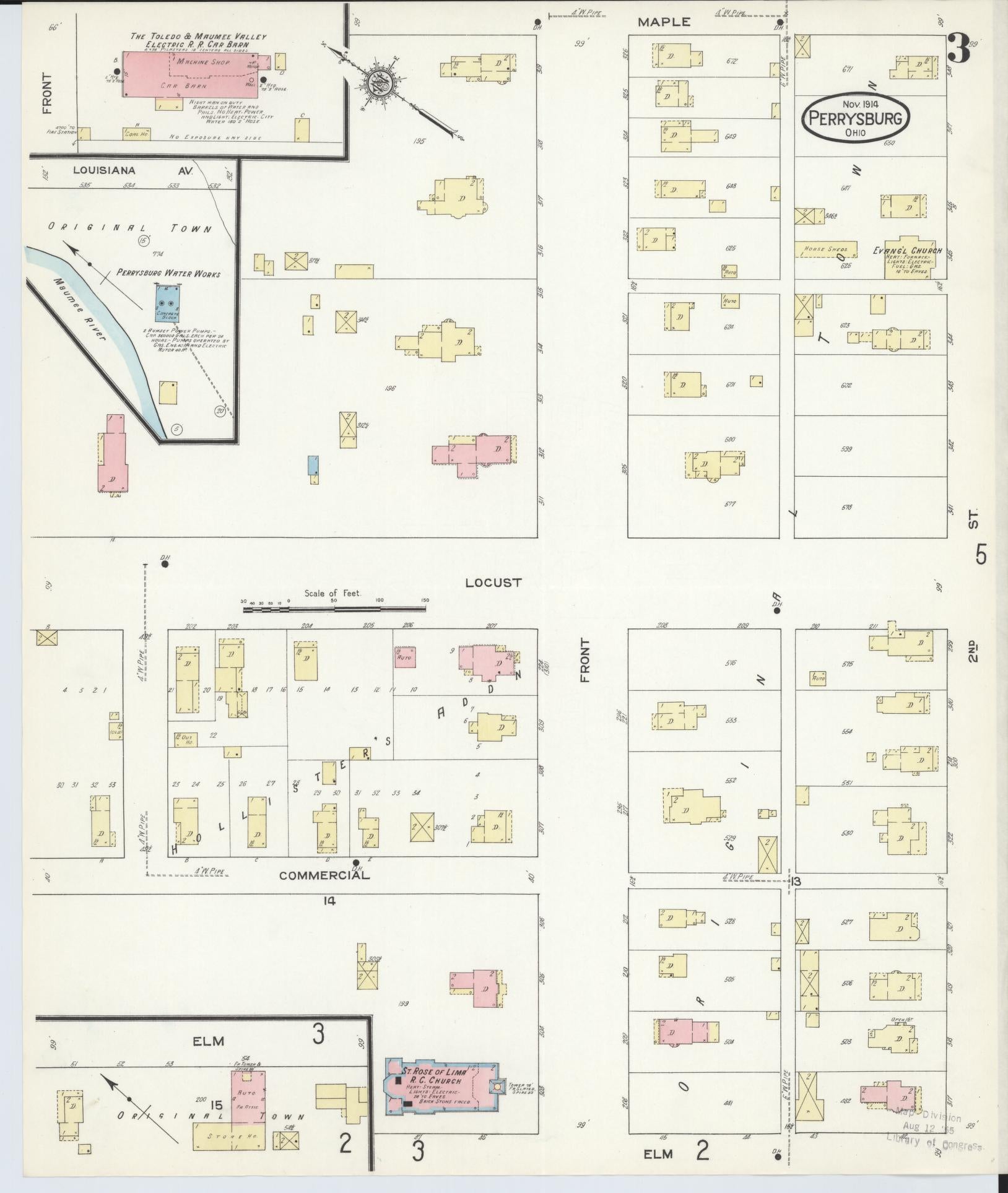 Sanborn Fire Insurance Map from Perrysburg, Wood County, Ohio (1914), Sheet #0003 - Complete Map Set gallery image, historic Sanborn map, vintage wall art, Ohio Ohio