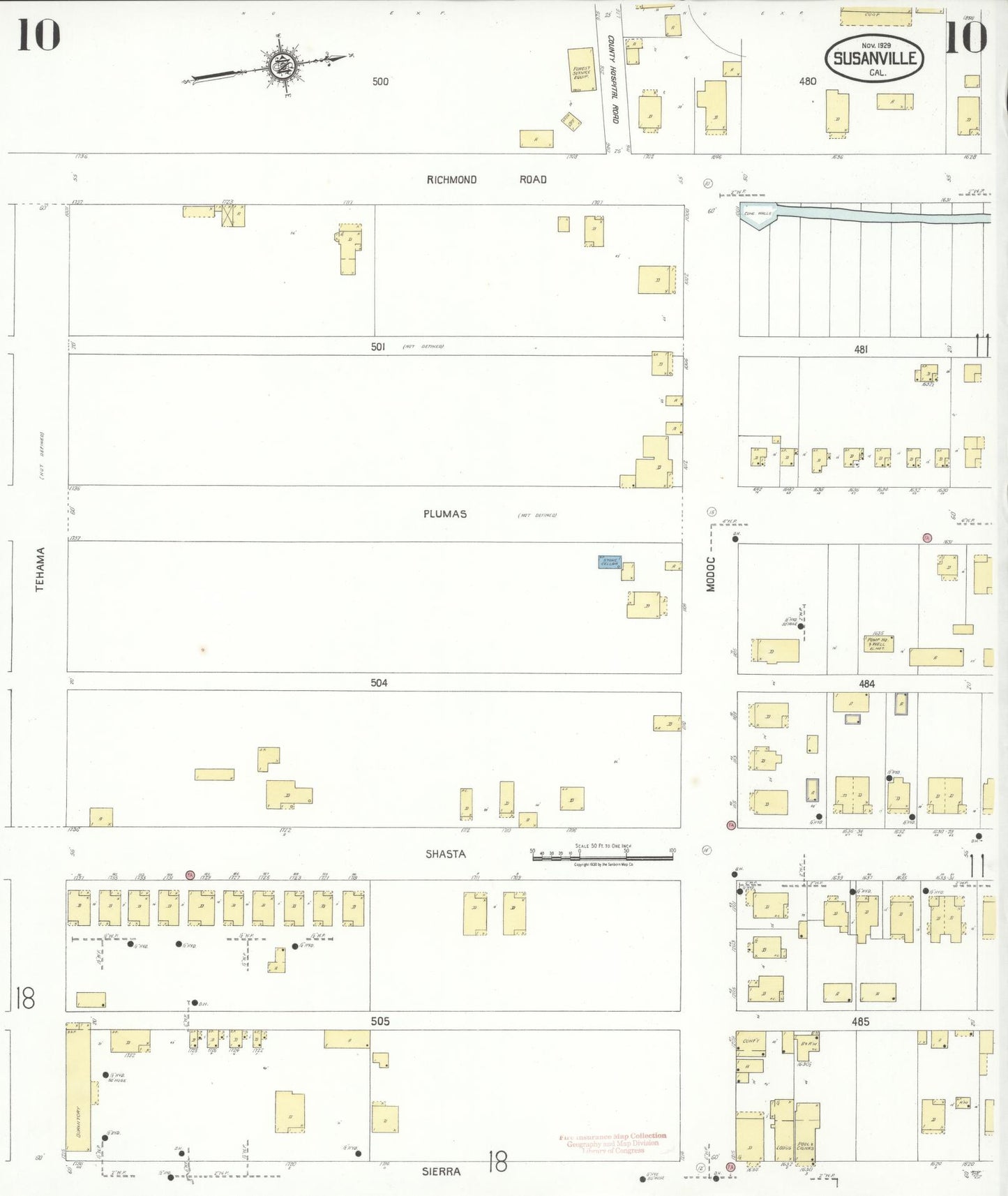 Sanborn Fire Insurance Map from Susanville, Lassen County, California (1929), Sheet #0010 - Complete Map Set gallery image, historic Sanborn map, vintage wall art, California California