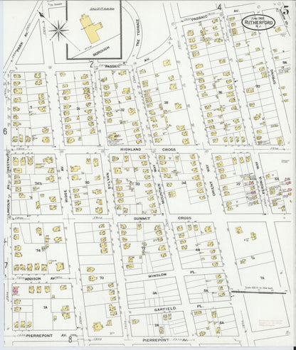 Sanborn Fire Insurance Map from Rutherford, Bergen County, New Jersey (1909), Sheet #0005 - Complete Map Set gallery image, historic Sanborn map, vintage wall art, New Jersey New Jersey