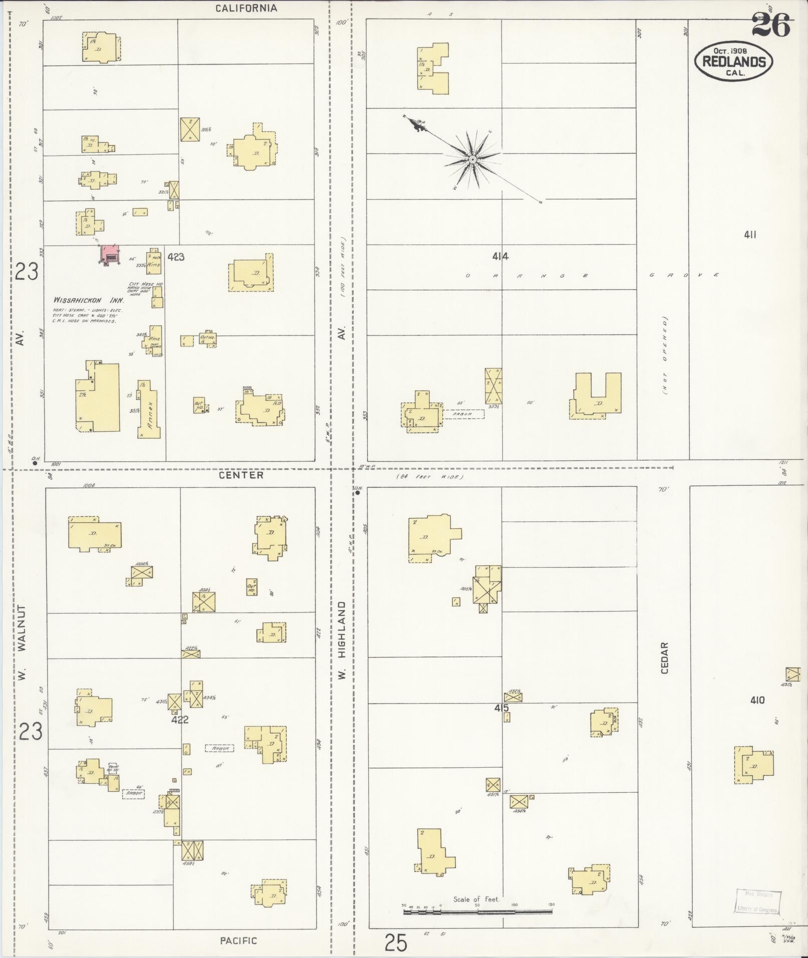 Sanborn Fire Insurance Map from Redlands, San Bernardino County, California (1908), Sheet #0026 - Complete Map Set gallery image, historic Sanborn map, vintage wall art, California California