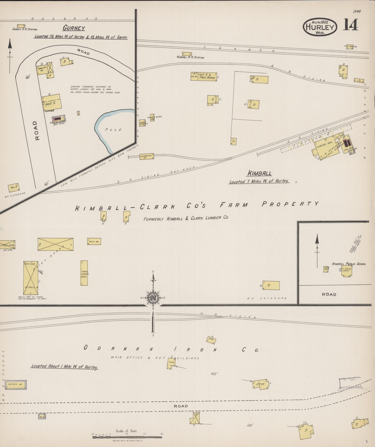 Sanborn Fire Insurance Map from Hurley, Iron County, Wisconsin (1922), Sheet #0014 - Complete Map Set gallery image, historic Sanborn map, vintage wall art, Wisconsin Wisconsin