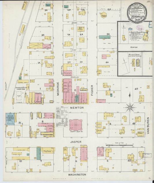Sanborn Fire Insurance Map from Versailles, Morgan County, Missouri (1894), Sheet #0001 - Historic Sanborn Fire Insurance Map Print, vintage old map wall art, antique decor, genealogy gift, Missouri Missouri map
