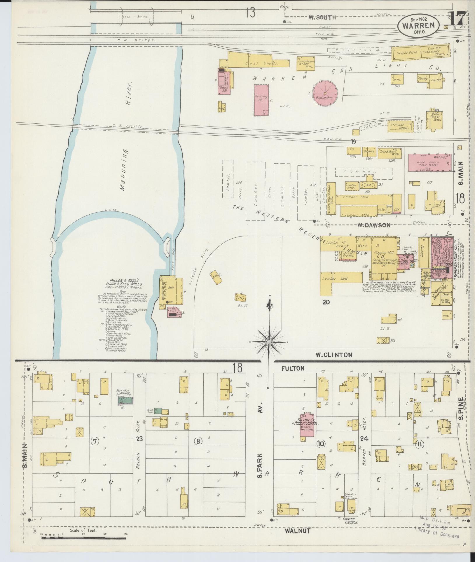 Sanborn Fire Insurance Map from Warren, Trumbull County, Ohio (1902), Sheet #0017 - Complete Map Set gallery image, historic Sanborn map, vintage wall art, Ohio Ohio