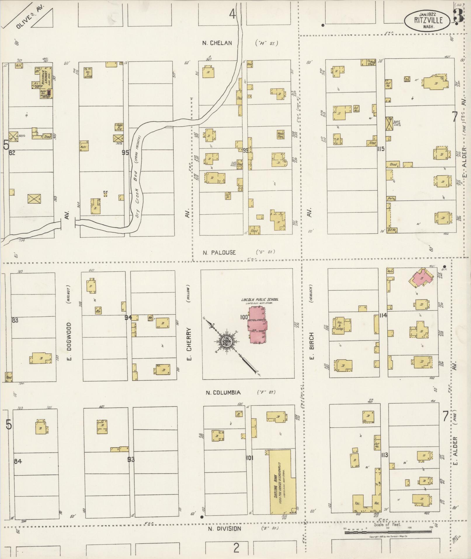 Sanborn Fire Insurance Map from Ritzville, Adams County, Washington (1922), Sheet #0003 - Complete Map Set gallery image, historic Sanborn map, vintage wall art, Washington Washington