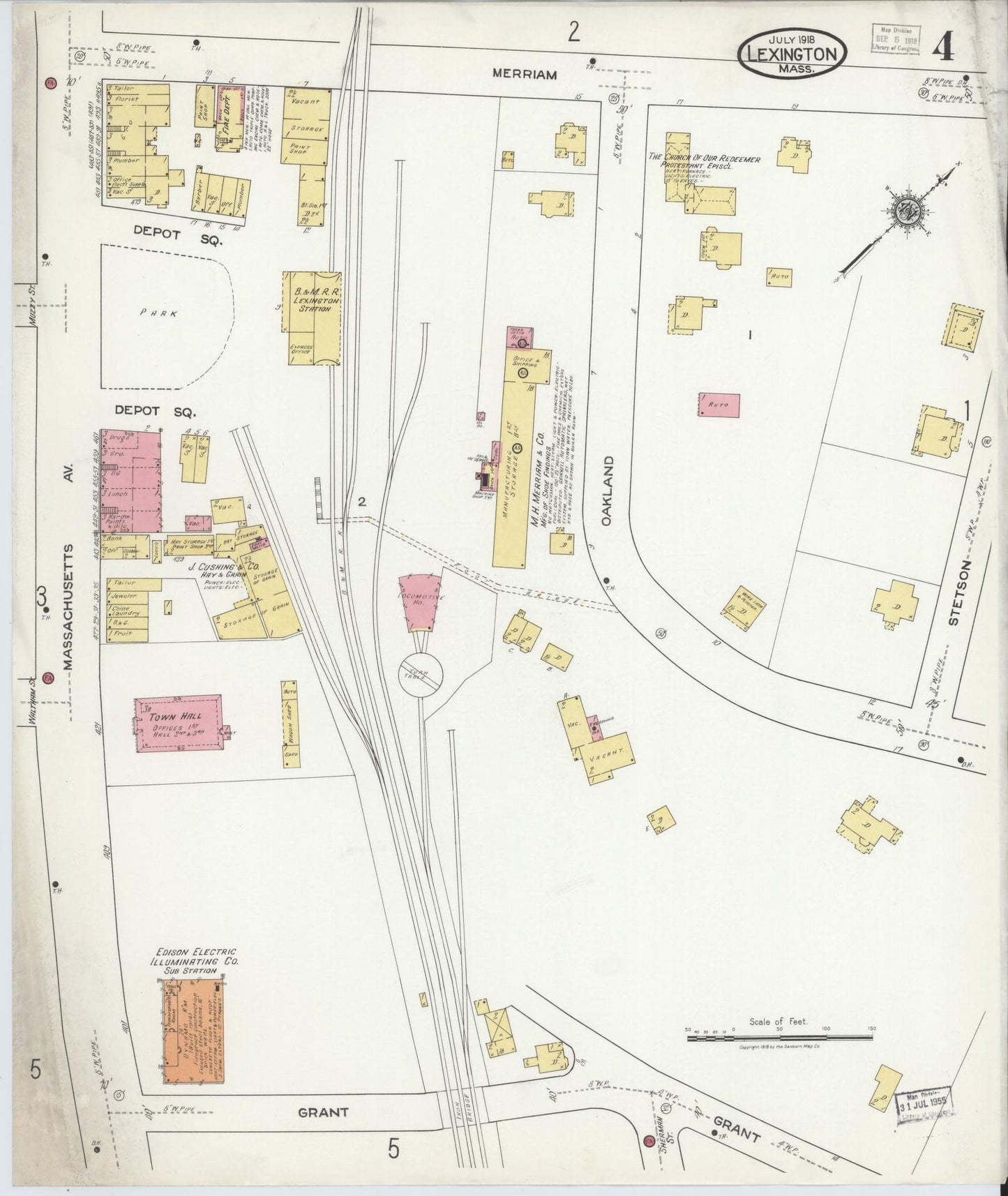 Sanborn Fire Insurance Map from Lexington, Middlesex County, Massachusetts (1918), Sheet #0004 - Complete Map Set gallery image, historic Sanborn map, vintage wall art, Massachusetts Massachusetts