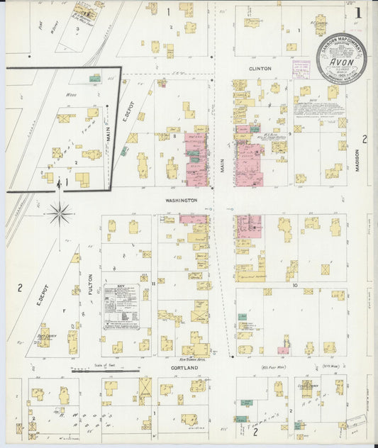 Sanborn Fire Insurance Map from Avon, Fulton County, Illinois (1906), Sheet #0001 - Historic Sanborn Fire Insurance Map Print, vintage old map wall art, antique decor, genealogy gift, Illinois Illinois map