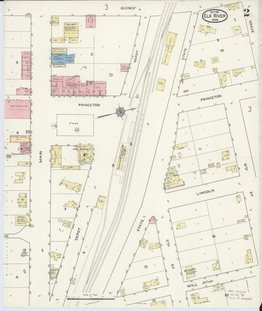 Sanborn Fire Insurance Map from Elk River, Sherburne County, Minnesota (1915), Sheet #0002 - Historic Sanborn Fire Insurance Map Print, vintage old map wall art, antique decor, genealogy gift, Minnesota Minnesota map