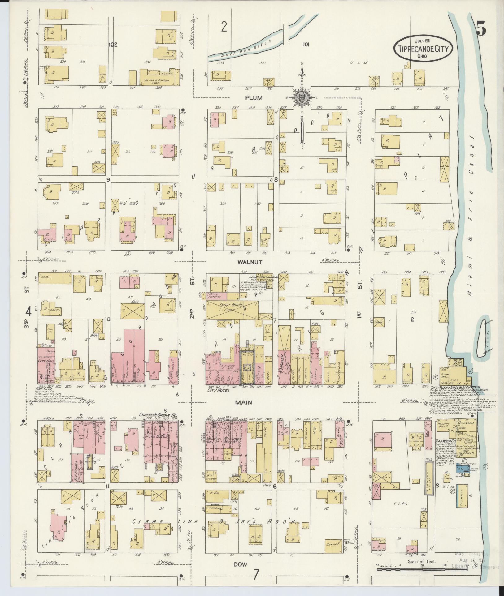 Sanborn Fire Insurance Map from Tipp City, Miami County, Ohio (1911), Sheet #0005 - Complete Map Set gallery image, historic Sanborn map, vintage wall art, Ohio Ohio