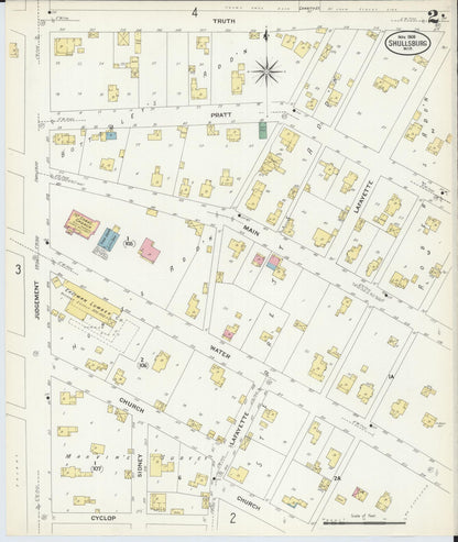 Sanborn Fire Insurance Map from Shullsburg, Lafayette County, Wisconsin (1908), Sheet #0002 - Complete Map Set gallery image, historic Sanborn map, vintage wall art, Wisconsin Wisconsin