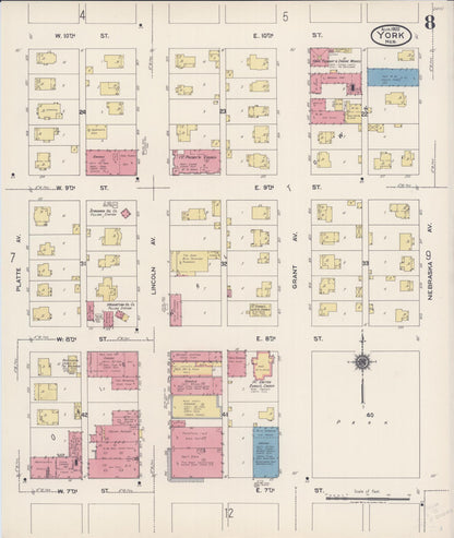 Sanborn Fire Insurance Map from York, York County, Nebraska (1922), Sheet #0008 - Complete Map Set gallery image, historic Sanborn map, vintage wall art, Nebraska Nebraska
