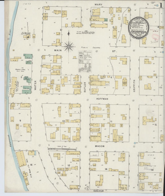 Sanborn Fire Insurance Map from Saugatuck, Allegan County, Michigan (1895), Sheet #0001 - Historic Sanborn Fire Insurance Map Print, vintage old map wall art, antique decor, genealogy gift, Michigan Michigan map