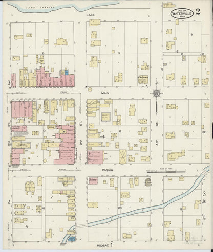 Sanborn Fire Insurance Map from Waterville, Le Sueur County, Minnesota (1914), Sheet #0002 - Historic Sanborn Fire Insurance Map Print, vintage old map wall art, antique decor, genealogy gift, Minnesota Minnesota map